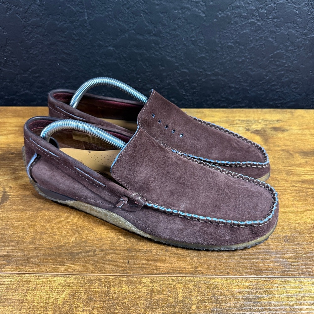 Clarks Originals 61299 Brown Suede Leather Moccasin Loafers Mens Size 9M